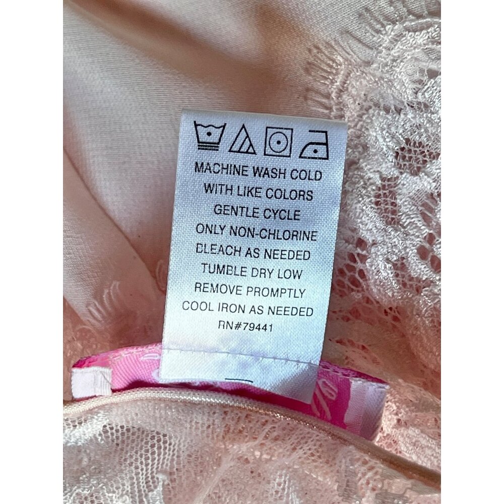 Dentelle Pink Blush Nightgown & Robe Set Cassandra Size XL VTG lace Up Back - Picture 11 of 16